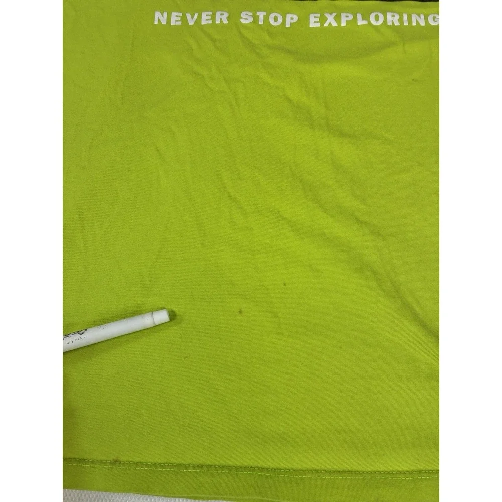 The North Face Men's Large Lime Green Box Logo‎ T-Shirt Never Stop Exploring